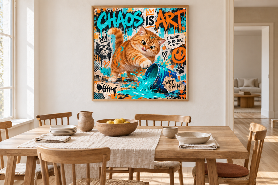 Oranžový chaos — obraz v interiéru