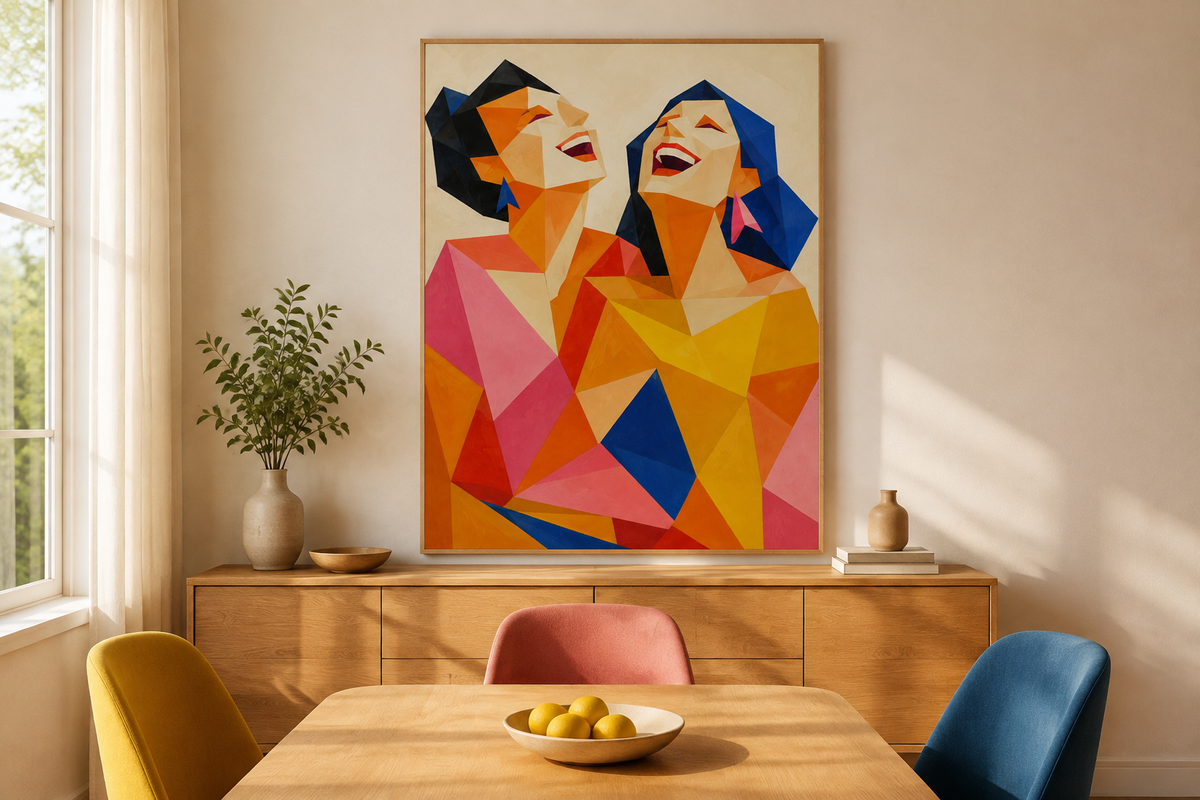 Obraz Smích zavěšený v interiéru