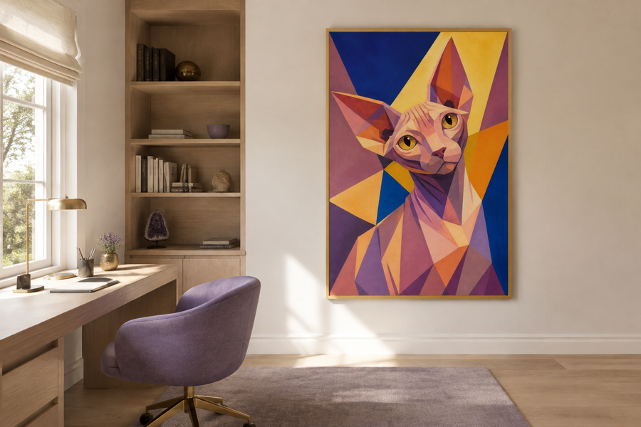 Obraz Sphynx — zvědavost zavěšený v interiéru