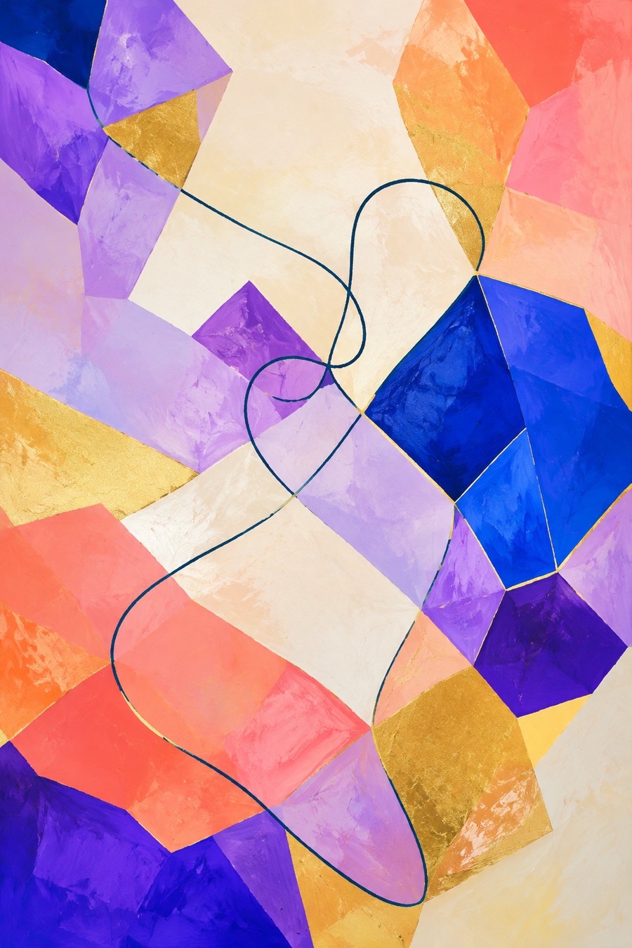 Barevné geometrické ostrovy propojuje jemná tmavá linie